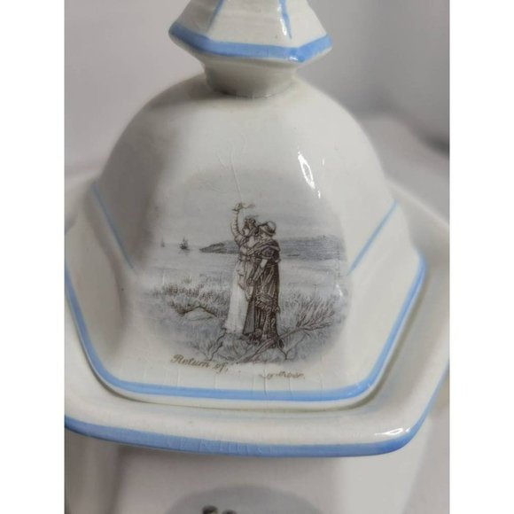 Antique Sterling China Courtship of Miles Standish-Sugar Bowl with Lid- RARE 191 - Picture 4 of 10